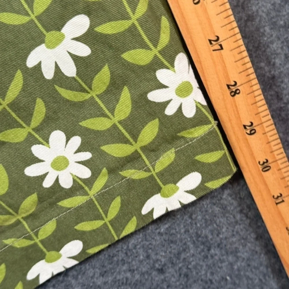 Big Bud Press Trousers XS Green Floral Daisy Print High Waist Pants NWOT